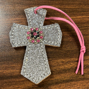 Silver Sparkly Saddle Cross