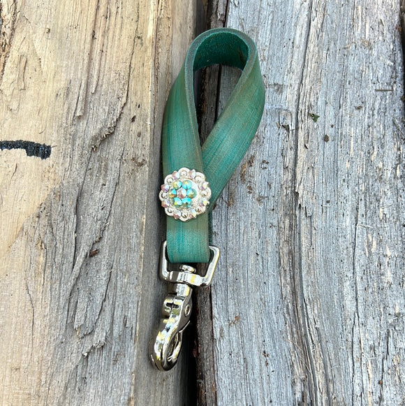 Turquoise Oil Tie Down Keeper with Peridot AB