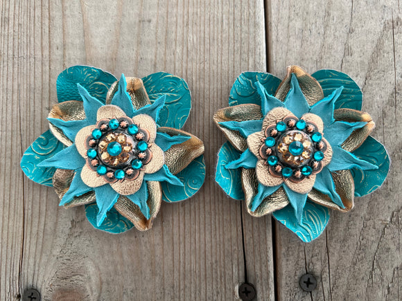 Turquoise and Gold Flowers