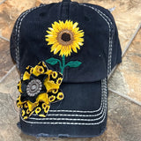 Sunflower Baseball Hat with flower