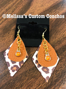 Cheetah/Brown Leather Earrings