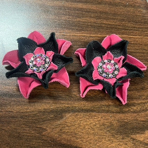 Pink and Black Leather Flowers