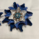 Blue/White Leather Flowers