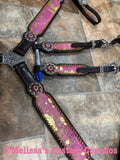 Pink/Gold Hair on Hide Tack set with bling