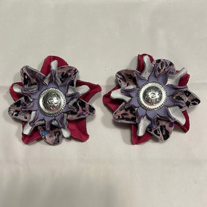 Purple/Cheetah/White/Pink Leather Flowers