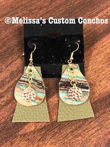 Turquoise/Brown Leather Earrings