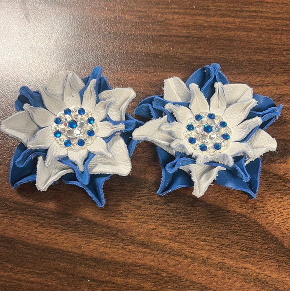Blue and White Leather Flowers
