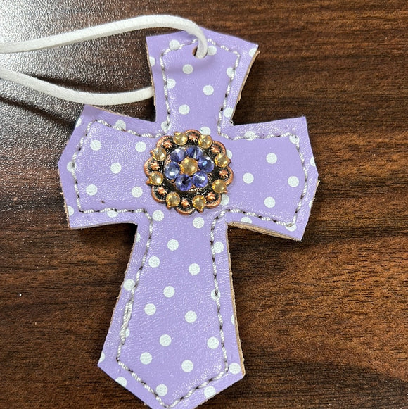 Purple Polka Dot Saddle Cross