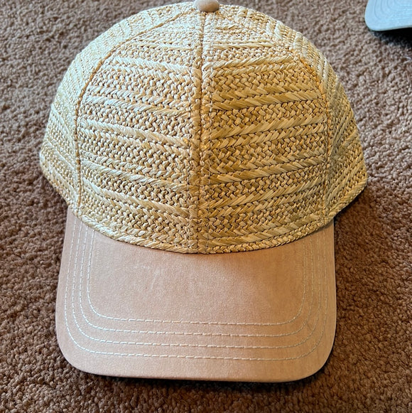 Natural Metallic Woven Baseball Hat