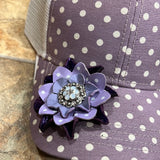 Purple Polka Dot Baseball Hat with flower