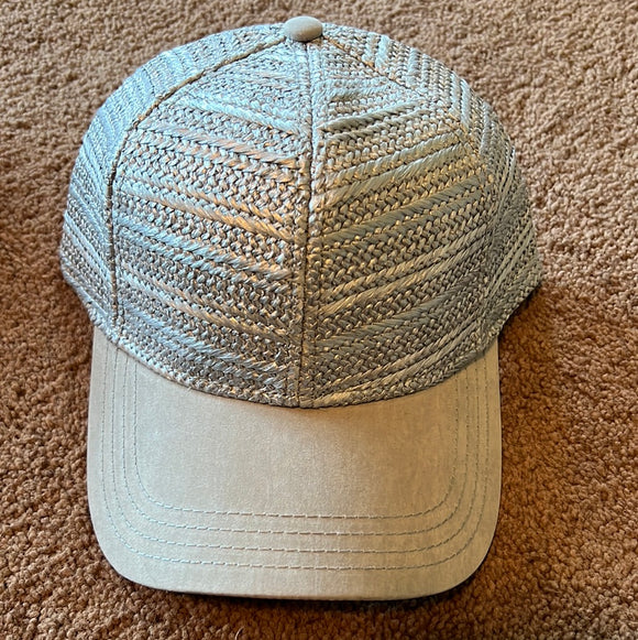 Gray Metallic Woven Baseball Hat