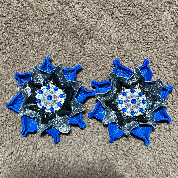 Blue, Silver, and Black Flowers