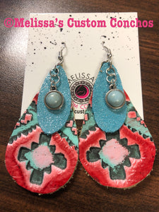 Turquoise Leather Earrings