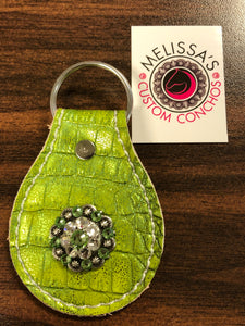 Green Gator leather keychain