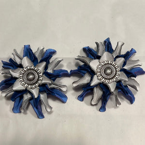 Blue/White Leather Flowers