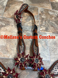 Cheetah Tack Set with Red/Gold Flowers