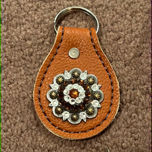 Brown leather keychain