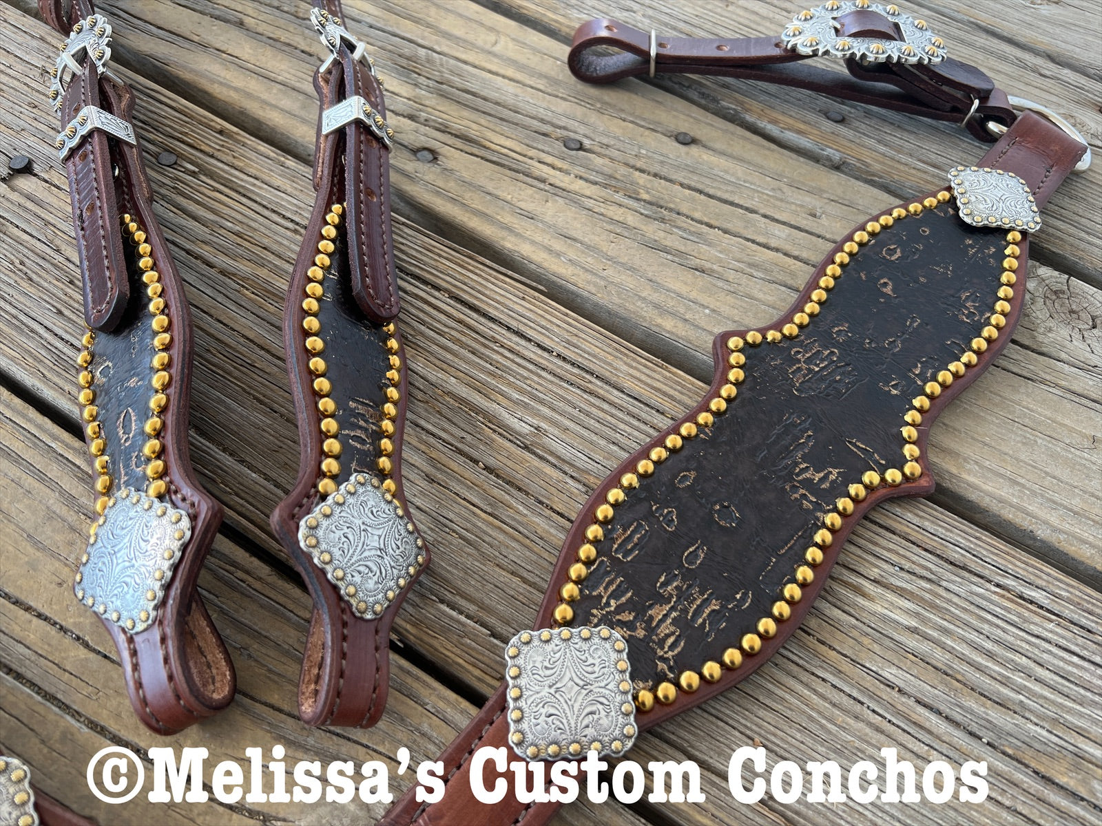 Black/Gold Driftwood Tack Set – Melissa's Custom Conchos