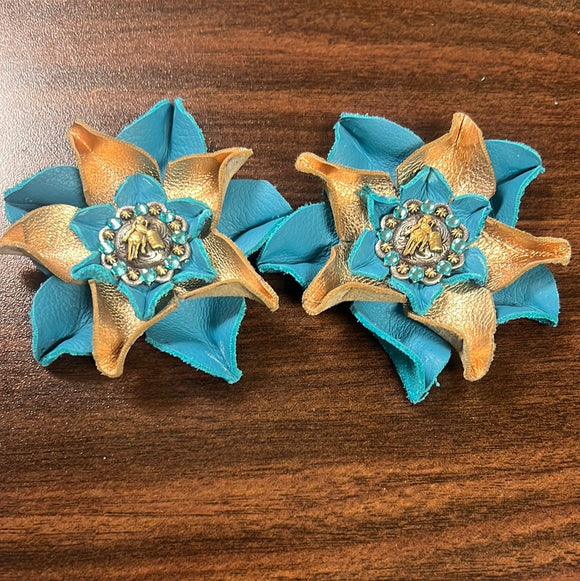 Turquoise and Gold Flowers
