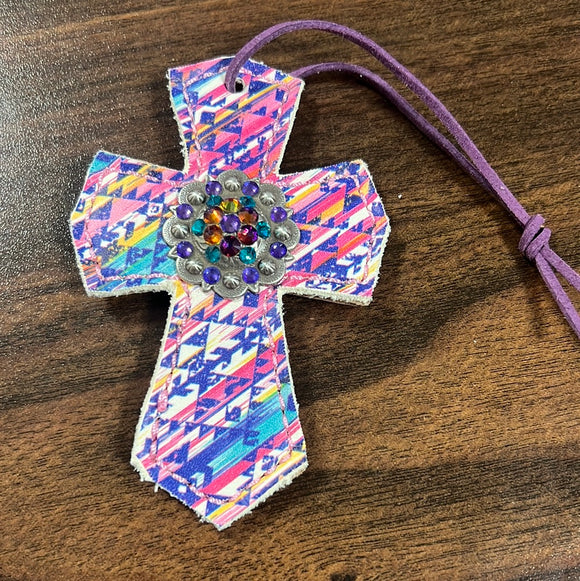 Multi Color Aztec Saddle Cross