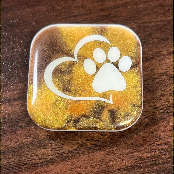 Paw & Heart Gold/Brown Pop Socket