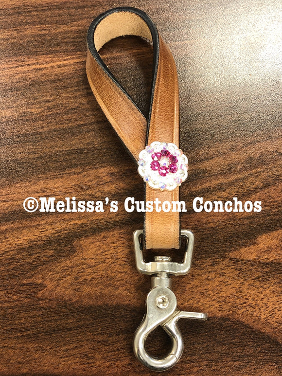 Light Oil Tie Down Keeper with Fuchsia & Crystal AB