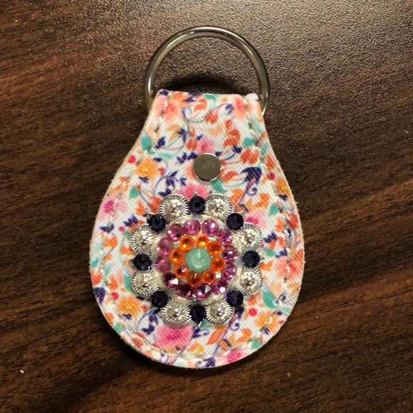 Floral leather keychain
