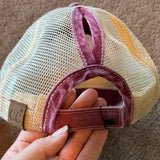 Burgundy Aztec High Pony Baseball Hat