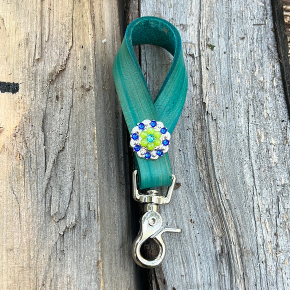 Turquoise Oil Tie Down Keeper with Lime & Sapphire
