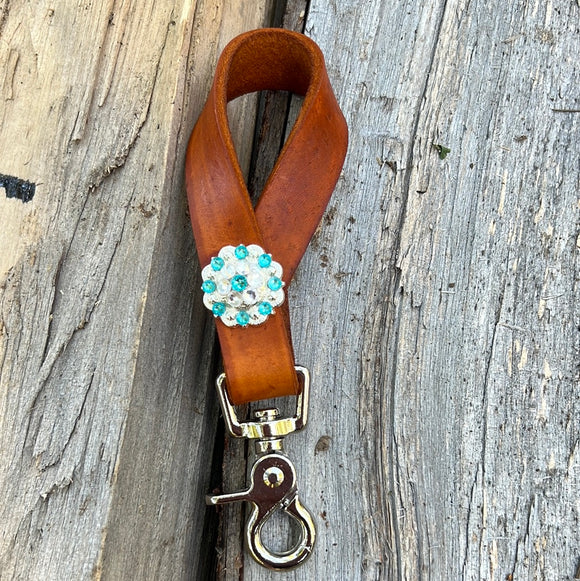 Tan Oil Tie Down Keeper with Turquoise